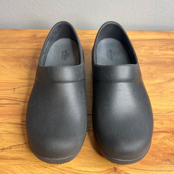 Crocs Neria Pro II Slip On Work Clogs‎ Womens Size 9 205384 Black Rubber Wedge - Picture 3 of 8